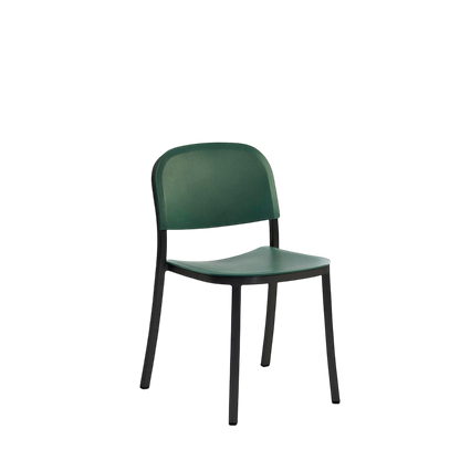 1 Inch Side Chair, recycled plastic seat - Black powder-coated