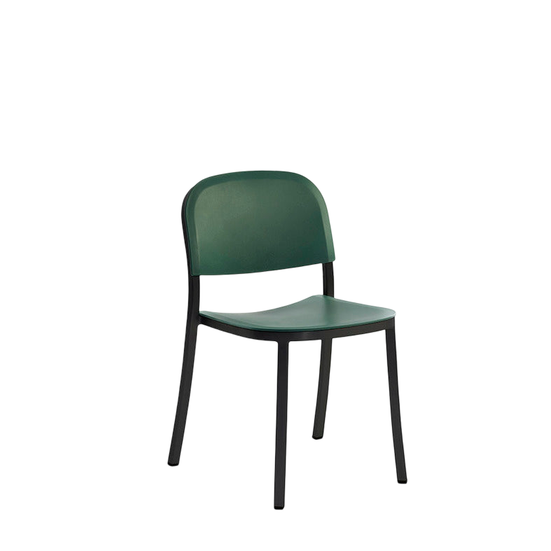 1 Inch Side Chair, recycled plastic seat - Black powder-coated