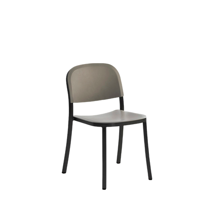 1 Inch Side Chair, recycled plastic seat - Black powder-coated