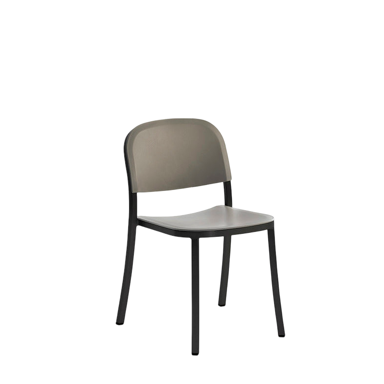 1 Inch Side Chair, recycled plastic seat - Black powder-coated
