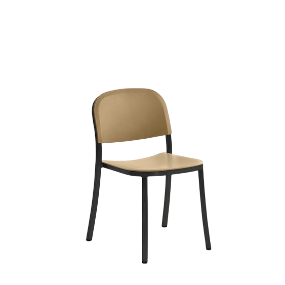 1 Inch Side Chair, recycled plastic seat - Black powder-coated