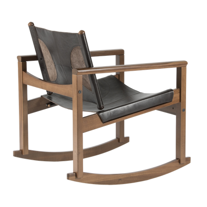 Peglev rocking chair in leather - Walnut