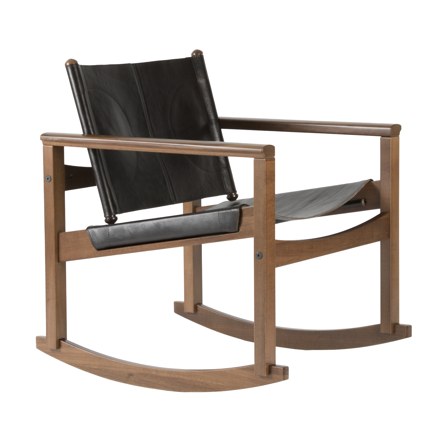 Peglev rocking chair in leather - Walnut