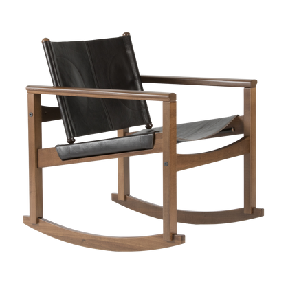 Peglev rocking chair in leather - Walnut